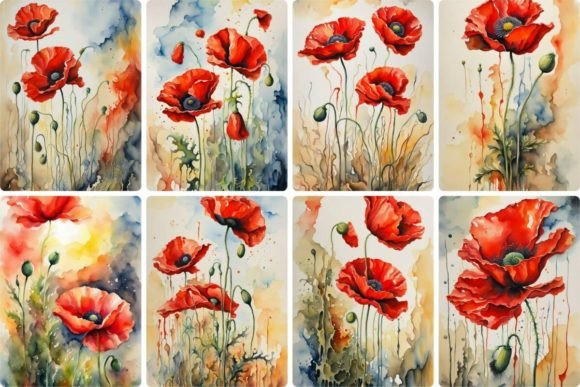 Download Poppies Dripping Watercolor - Poppies Collection
