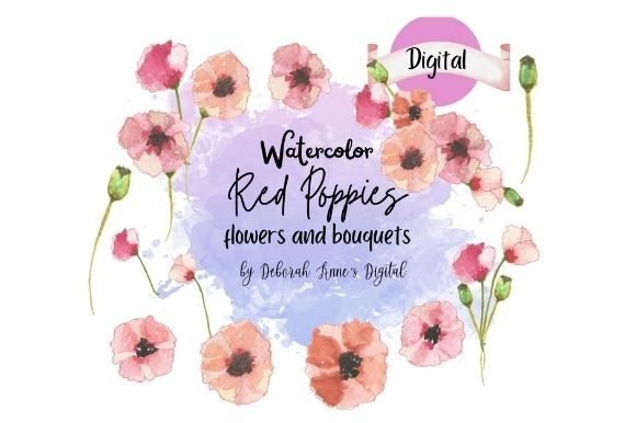 Download Printable Watercolor Red Poppies - Poppies Collection