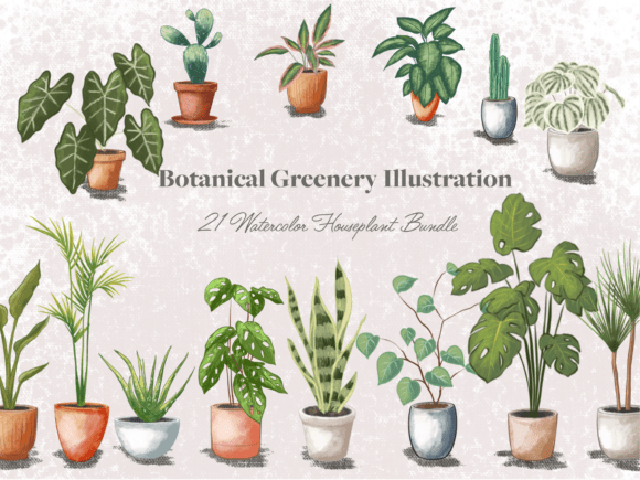 Download Potted Plant Watercolor Clipart Bundle - Potted plant watercolor Collection