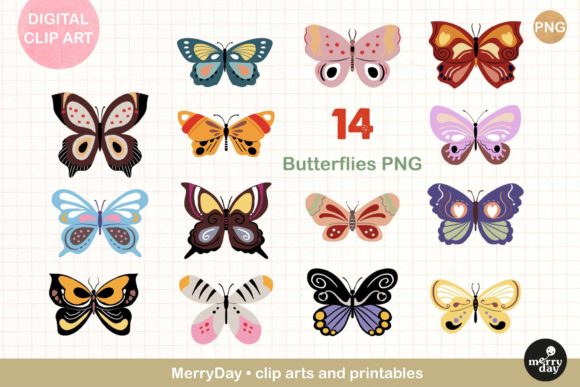 Download 14 Colorful Butterflies Clip Art - Clip art Collection