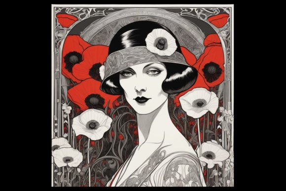 Download Art Deco Red Poppies Clipart - Premium Resources