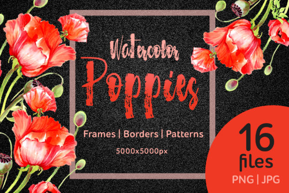 Download Watercolor Red Poppies Flower Set - Poppies Collection