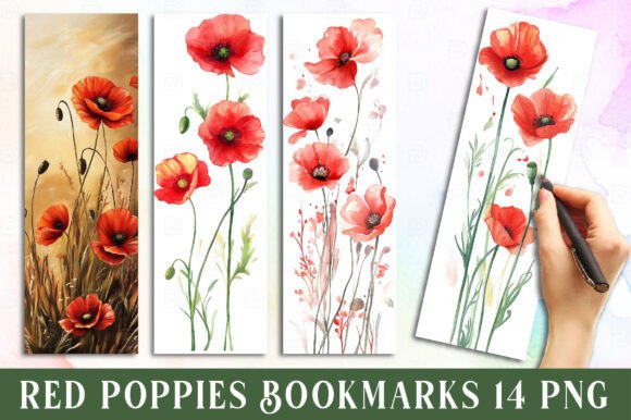 Download Red Poppies Printable Bookmarks - Poppies Collection
