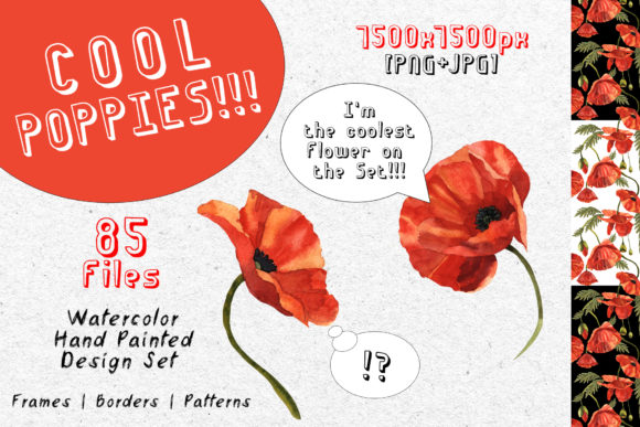Download Cool Poppies Watercolor Set - Premium Resources