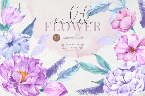 Download Violet Flower Watercolor Clipart, PNG - Violet flower Collection