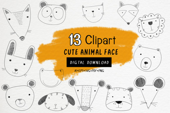 Download 13 File Cute Animal Clip Art Bundle - Clip art Collection