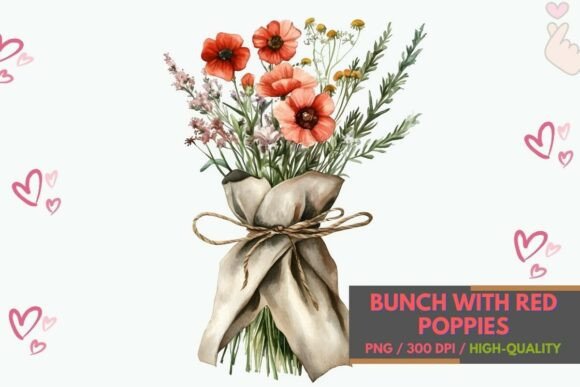 Download Wildflower Bunch with Red Poppies PNG - Poppies Collection