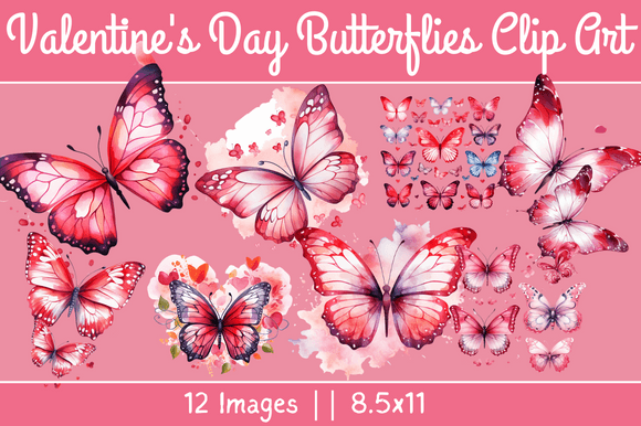 Download Valentine's Day Butterflies Clip Art - Clip art Collection