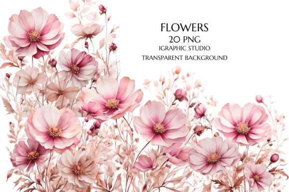 Download Rose Gold and Pink Wildflowers PNG - Premium Resources
